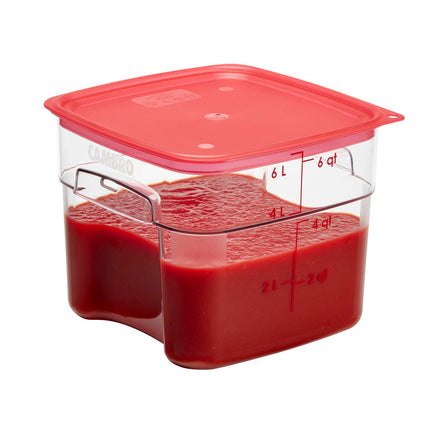 Hộp Đựng Thực Phẩm Vuông FreshPro Cambro 6SFSPROCW135 5.7 lít - CamSquare®, Polycarbonate, Vạch Chia Đỏ