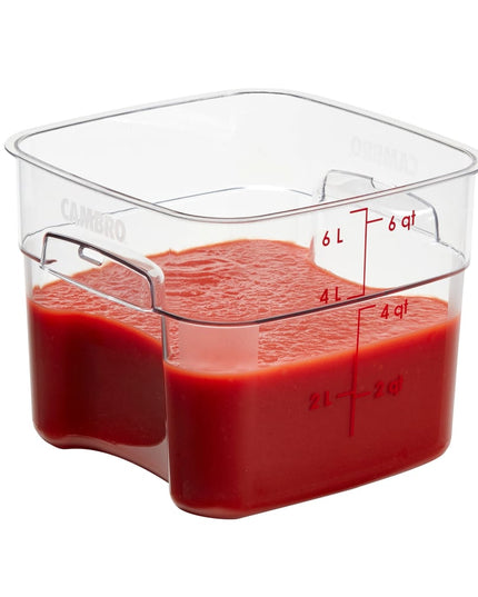 Hộp Đựng Thực Phẩm Vuông FreshPro Cambro 6SFSPROCW135 5.7 lít - CamSquare®, Polycarbonate, Vạch Chia Đỏ