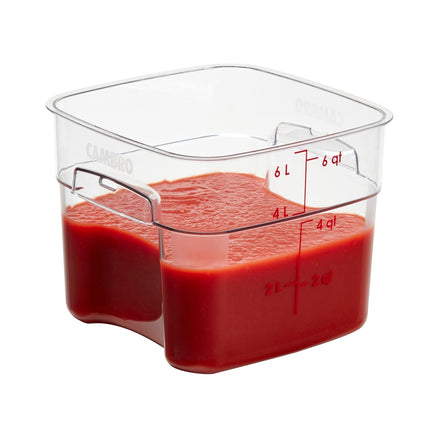Hộp Đựng Thực Phẩm Vuông FreshPro Cambro 6SFSPROCW135 5.7 lít - CamSquare®, Polycarbonate, Vạch Chia Đỏ