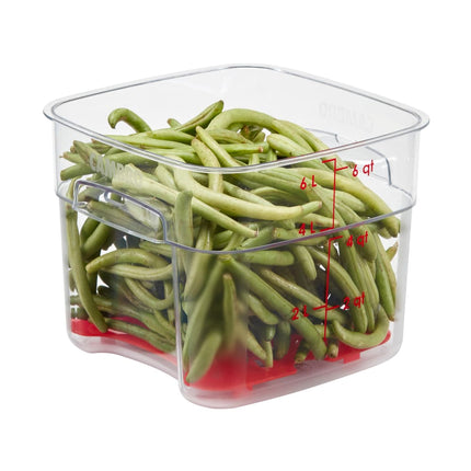 Hộp Đựng Thực Phẩm Vuông FreshPro Cambro 6SFSPROCW135 5.7 lít - CamSquare®, Polycarbonate, Vạch Chia Đỏ