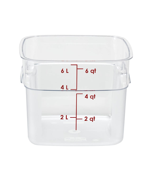 Hộp Đựng Thực Phẩm Vuông FreshPro Cambro 6SFSPROCW135 5.7 lít - CamSquare®, Polycarbonate, Vạch Chia Đỏ