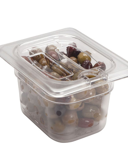 Cambro 80CWCHN135 Camwear® Nắp Khay Thực Phẩm Cỡ 1/8 Có Rãnh Tay Cầm - Polycarbonate, Trong Suốt