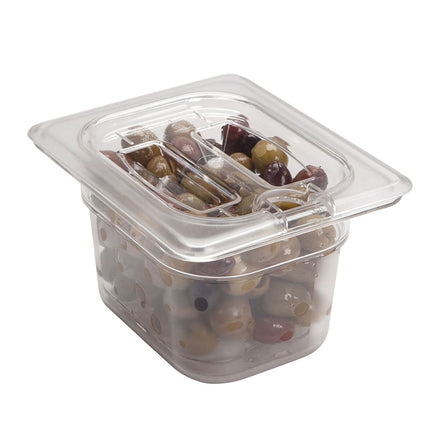 Cambro 80CWCHN135 Camwear® Nắp Khay Thực Phẩm Cỡ 1/8 Có Rãnh Tay Cầm - Polycarbonate, Trong Suốt