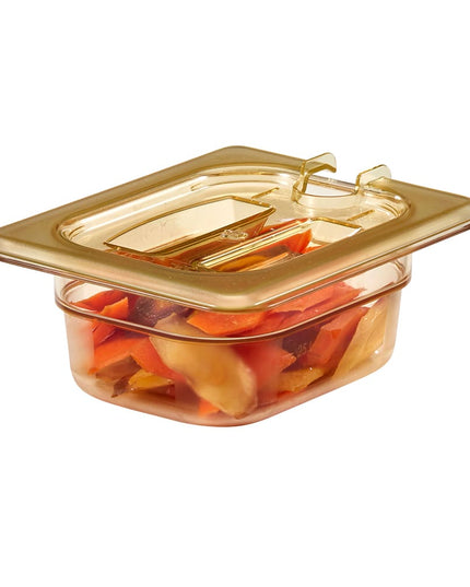 Cambro 80HPCHN150 H-Pan™ Nắp Khay Thực Phẩm Cỡ 1/8 Có Rãnh Tay Cầm, Màu Hổ Phách