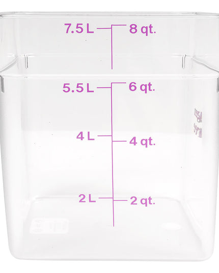 Hộp Đựng Thực Phẩm Vuông Cambro 8SFSCW441 7.6 lít - CamSquare®, Không Gây Dị Ứng, Polycarbonate, Trong Suốt