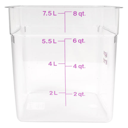 Hộp Đựng Thực Phẩm Vuông Cambro 8SFSCW441 7.6 lít - CamSquare®, Không Gây Dị Ứng, Polycarbonate, Trong Suốt