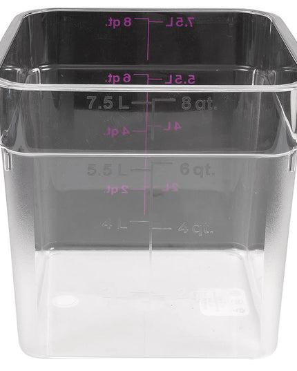Hộp Đựng Thực Phẩm Vuông Cambro 8SFSCW441 7.6 lít - CamSquare®, Không Gây Dị Ứng, Polycarbonate, Trong Suốt
