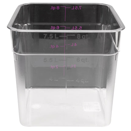 Hộp Đựng Thực Phẩm Vuông Cambro 8SFSCW441 7.6 lít - CamSquare®, Không Gây Dị Ứng, Polycarbonate, Trong Suốt