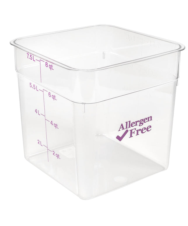 Hộp Đựng Thực Phẩm Vuông Cambro 8SFSCW441 7.6 lít - CamSquare®, Không Gây Dị Ứng, Polycarbonate, Trong Suốt