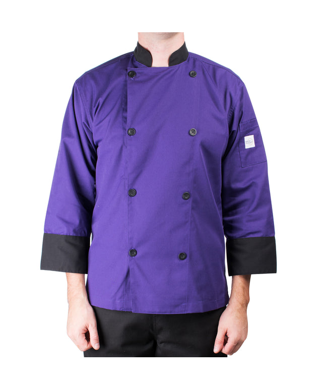 Áo bếp unisex tay lửng 3/4 tùy chỉnh màu tím Mercer Culinary Millennia® M60018PUB - 2X
