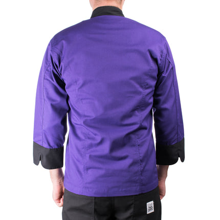 Áo bếp unisex tay lửng 3/4 tùy chỉnh màu tím Mercer Culinary Millennia® M60018PUB - 2X