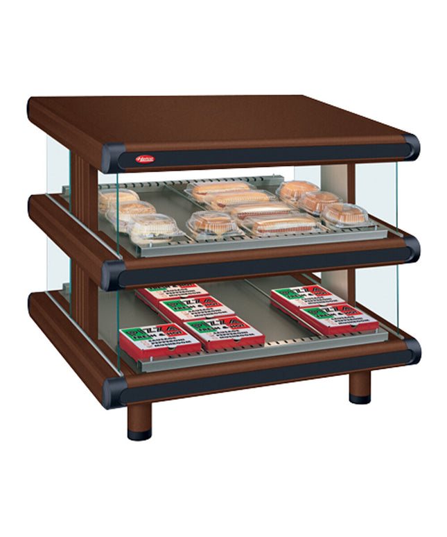 Tủ giữ nóng trưng bày Hatco GR2SDS-24D Antique Copper Glo-Ray Designer 61 cm Slanted kép kệ Merchandiser - 120V