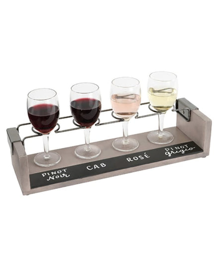 Khay Nếm Rượu Vang Công Nghiệp Cal-Mil 22010-110 4 Ngăn Kèm Bảng Phấn 34.3 x 10.2 x 7.6 cm Gỗ Thông/Vòng Dây Kẽm