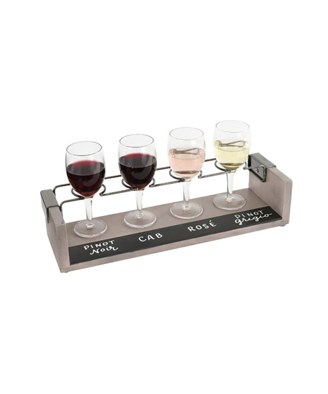 Khay Nếm Rượu Vang Công Nghiệp Cal-Mil 22010-110 4 Ngăn Kèm Bảng Phấn 34.3 x 10.2 x 7.6 cm Gỗ Thông/Vòng Dây Kẽm