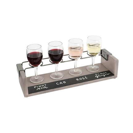 Khay Nếm Rượu Vang Công Nghiệp Cal-Mil 22010-110 4 Ngăn Kèm Bảng Phấn 34.3 x 10.2 x 7.6 cm Gỗ Thông/Vòng Dây Kẽm