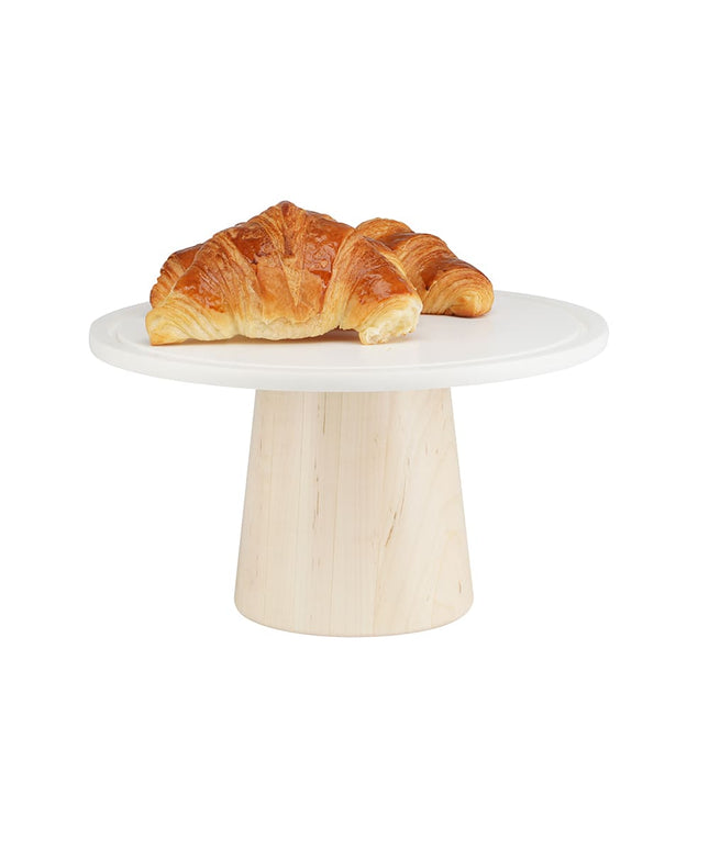 Đế Bánh Tròn Cal-Mil 22378-127-71 30.5 cm Đĩa Corian Trắng - Cao 18 cm, Đế Gỗ Maple