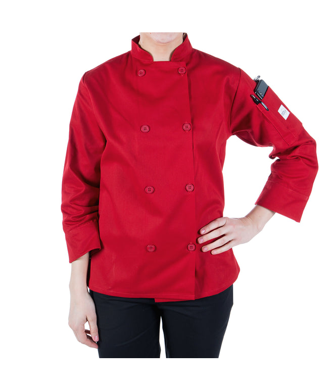 Áo bếp nữ dài tay Mercer Culinary Millennia màu đỏ size 2XL