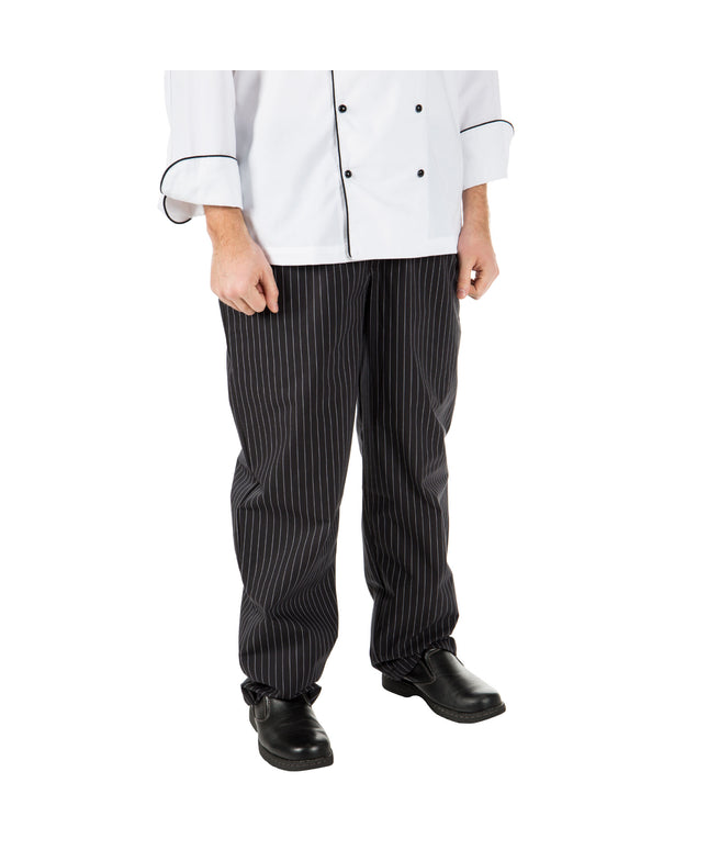 Quần bếp unisex Mercer Culinary Millennia đen sọc mảnh M60030BFP - 1XL