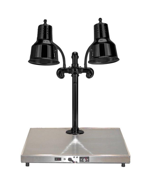 Trạm cắt thịt đèn sưởi đôi Hanson Heat Lamps DLM/HB/B/2024 51 x 61 cm màu đen với đế sưởi thép không gỉ - 220V