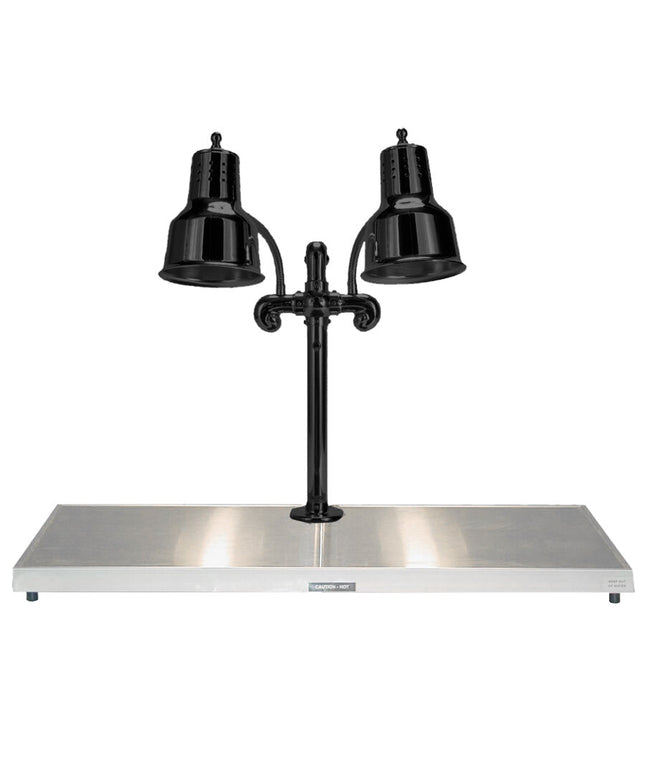 Trạm cắt thịt Hanson Heat Lamps DLM/HB/B/2036 đèn sưởi đôi 51 x 91 cm màu đen kèm đế inox có gia nhiệt - 220V