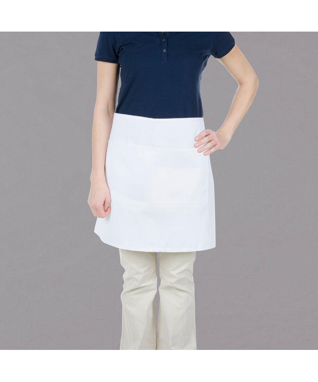 Tạp dề bistro ngắn vải poly-cotton có thể tùy chỉnh Chef Revival trắng, 2 túi