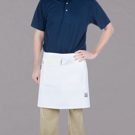 Tạp dề bistro ngắn vải poly-cotton có thể tùy chỉnh Chef Revival trắng, 2 túi