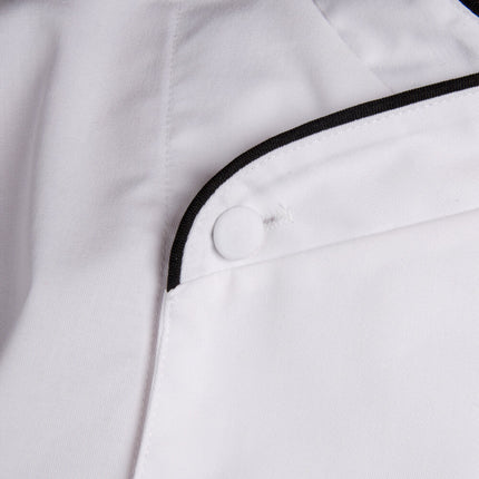 Áo bếp điều hành dài tay unisex trắng tùy chỉnh viền đen Chef Revival Corporate J008 - 2X