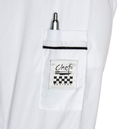 Áo bếp executive tay dài unisex viền đen tùy chỉnh Chef Revival Brigade J044 - size 2X
