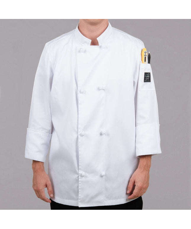Áo bếp unisex màu trắng khuy vải thắt nút tùy chỉnh Chef Revival Bronze J050 - size XL
