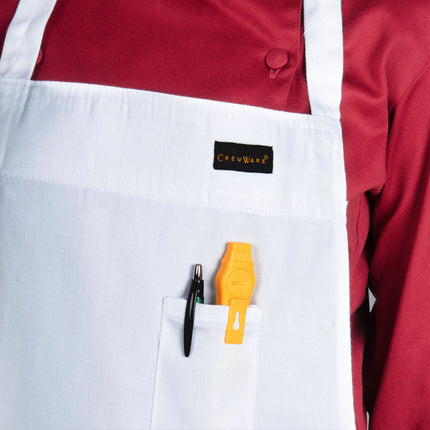 Tạp dề yếm vải poly-cotton cao cấp có thể tùy chỉnh Chef Revival trắng, 1 túi