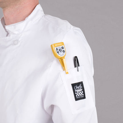 Áo đầu bếp tay dài Chef Revival Bronze Cool Crew J049 unisex trắng tùy chỉnh - M