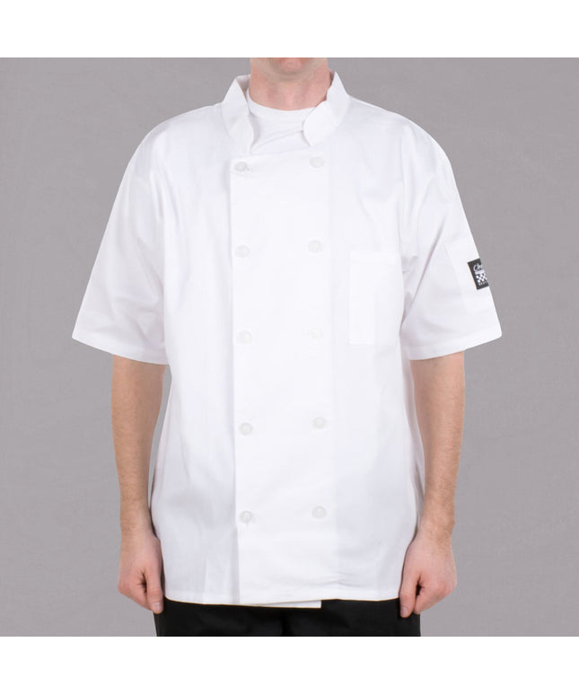 Áo bếp tay ngắn unisex có thể tùy chỉnh Chef Revival Bronze J105 màu trắng - 3XL