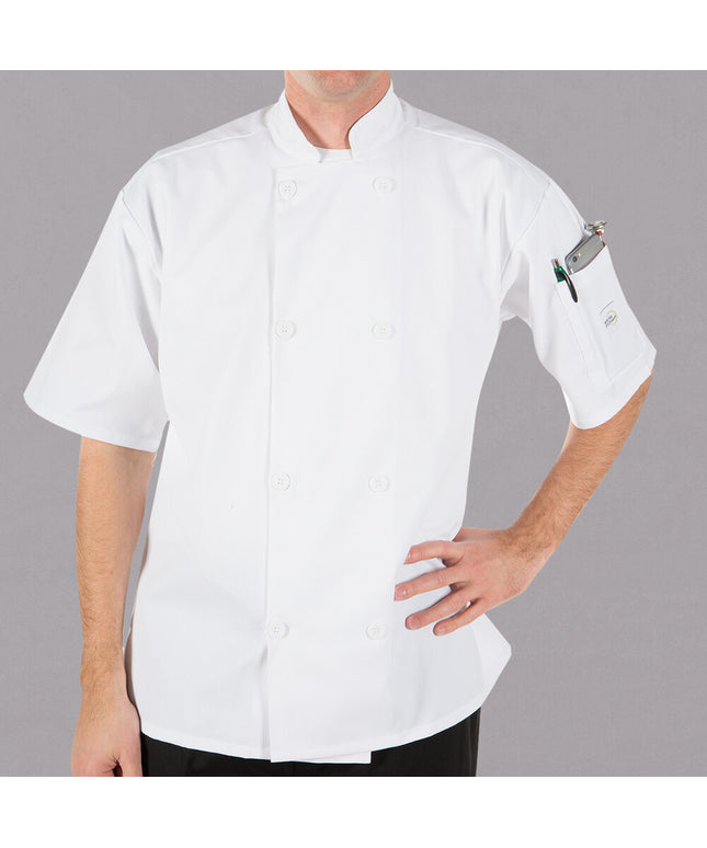 Áo bếp unisex tay ngắn Mercer Culinary Millennia M60013WH trắng, tùy chỉnh - size M