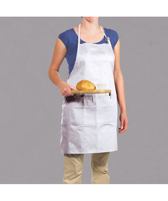 Tạp dề yếm dài vải poly-cotton có thể tùy chỉnh Chef Revival trắng, 1 túi