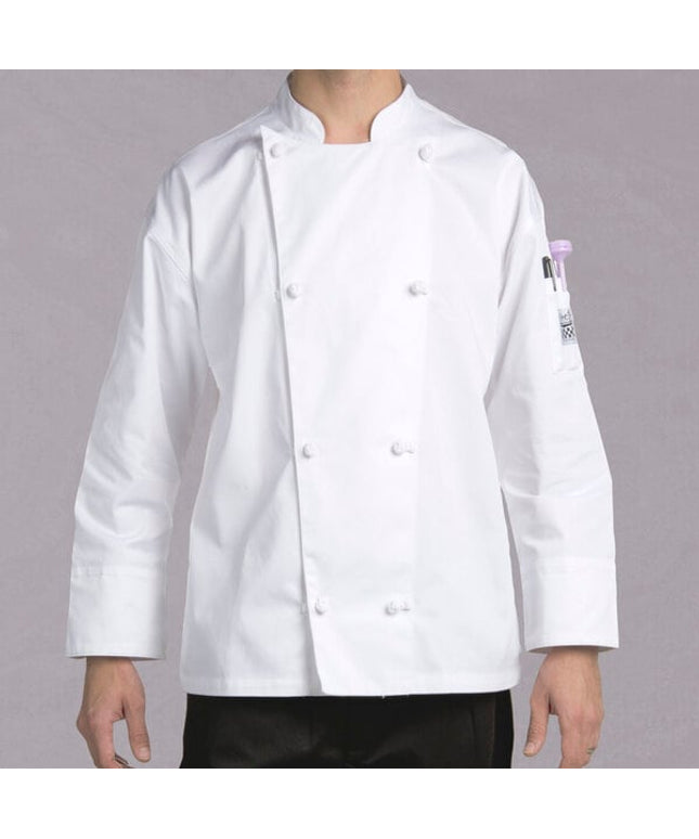 Áo bếp tay dài unisex Chef Revival Silver J003 trắng in tùy chỉnh nút thắt vải - 2X