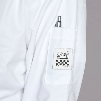 Áo bếp unisex tay dài tùy chỉnh màu trắng cao cấp Chef Revival Cuisinier J015 - 2X
