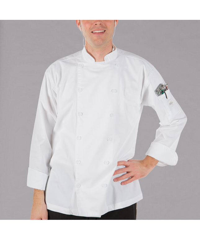 Áo bếp unisex tay dài tùy chỉnh màu trắng cao cấp Mercer Culinary Renaissance® M62030WH - 2X