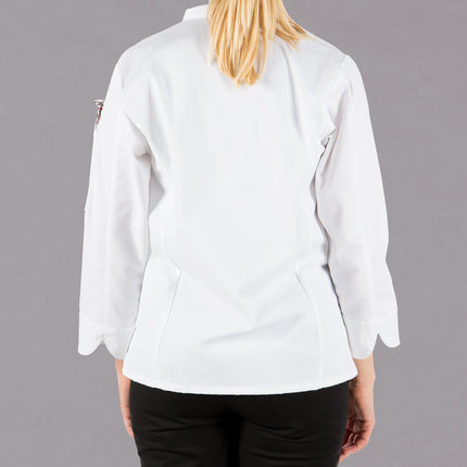 Áo bếp nữ dài tay Mercer Culinary Millennia màu trắng nút thắt vải tùy chỉnh M60022WH - 2XL