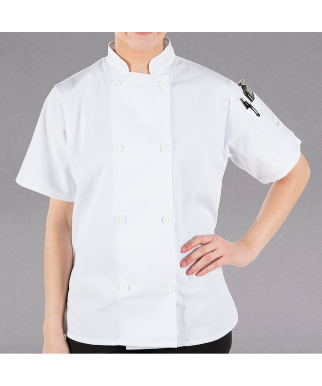 Áo bếp tay ngắn nữ Mercer Culinary Millennia M60023WH màu trắng tùy chỉnh - cỡ 2X