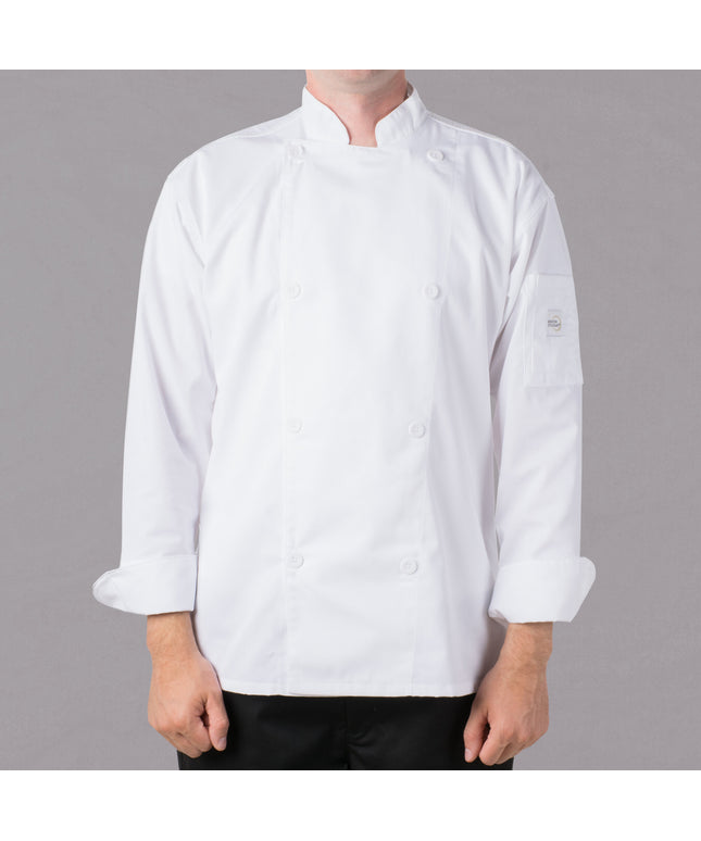 Áo đầu bếp tay dài nhẹ tùy chỉnh trắng Mercer Culinary Genesis M61010WH unisex - 2X