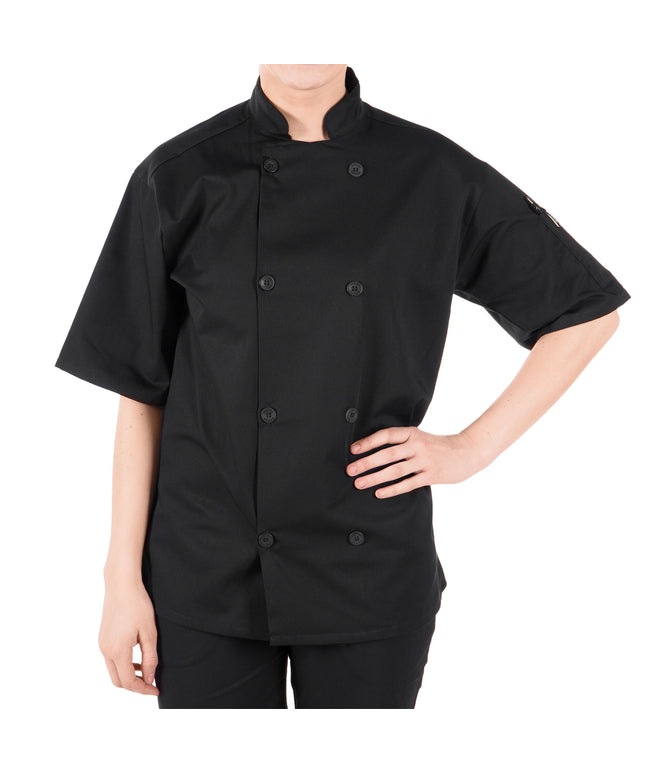 Áo bếp Mercer Culinary Millennia® unisex đen tùy chỉnh áo bếp tay ngắn M60013BK - L