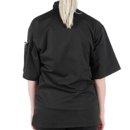 Áo bếp Mercer Culinary Millennia® unisex đen tùy chỉnh áo bếp tay ngắn M60013BK - L