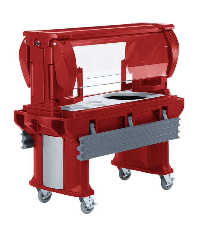 Quầy salad di động Cambro Versa VBR6158 đỏ 1,8 m kèm bánh xe tiêu chuẩn