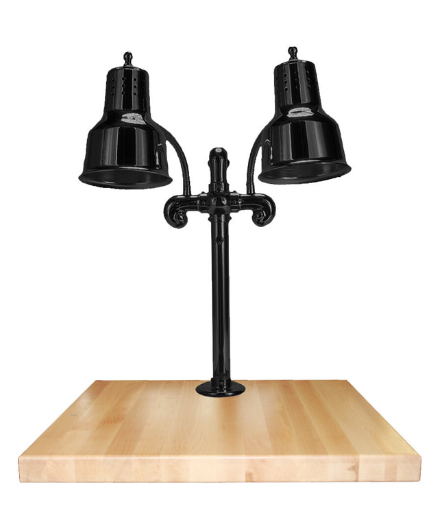 Trạm cắt thịt Hanson Heat Lamps đèn sưởi đôi 61 x 51 cm màu đen đế gỗ phong