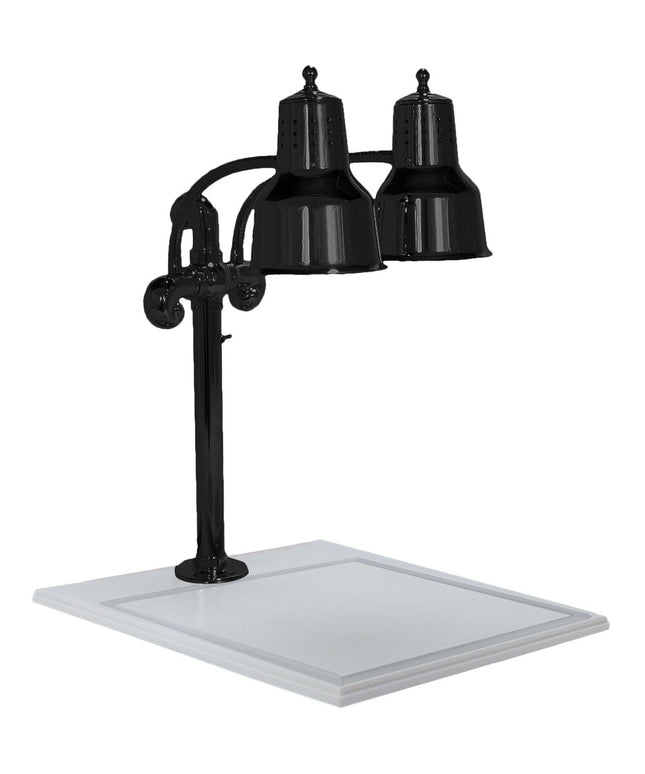 Trạm cắt thịt đèn hồng ngoại đôi màu đen đế trắng Hanson Heat Lamps DLM/WB/B 46 x 51 cm