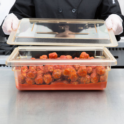Nắp phẳng cho hộp đựng thực phẩm nhựa polycarbonate Cambro Camwear 1218CCW464 46 x 30 cm màu vàng an toàn