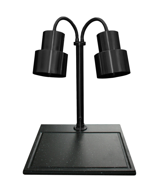 Quầy pha lóc thịt hai bóng đèn Hanson Heat Lamps DLM/BB/200/ST/B 46 x 51 cm màu đen, đế đá granite tổng hợp
