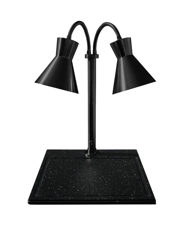 Trạm lọc thịt Hanson Heat Lamps DLM/BB/300/ST/B đèn sưởi đôi 46 x 51 cm đế đá granite tổng hợp đen
