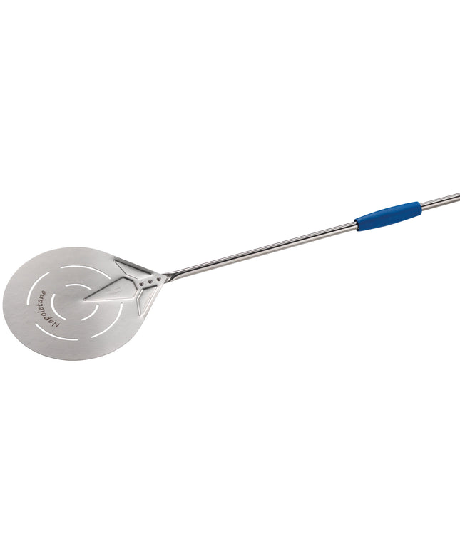 Xẻng xúc pizza xoay thép không gỉ tròn đục lỗ GI Metal Napoletana 20 cm cán 150 cm IN-20F