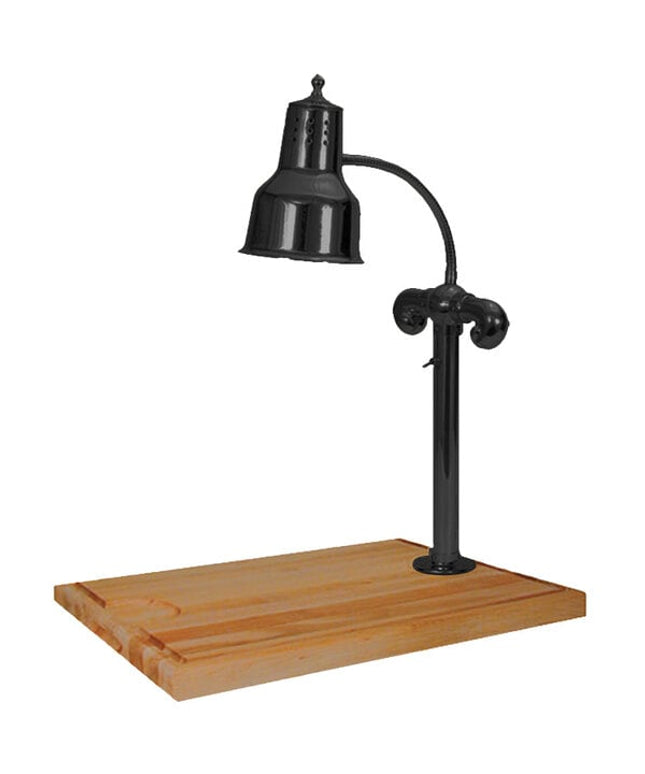 Trạm lọc thịt Hanson đèn sưởi SLM/MB-2418/B một bóng 50,8 cm x 45,7 cm đen với đế gỗ phong